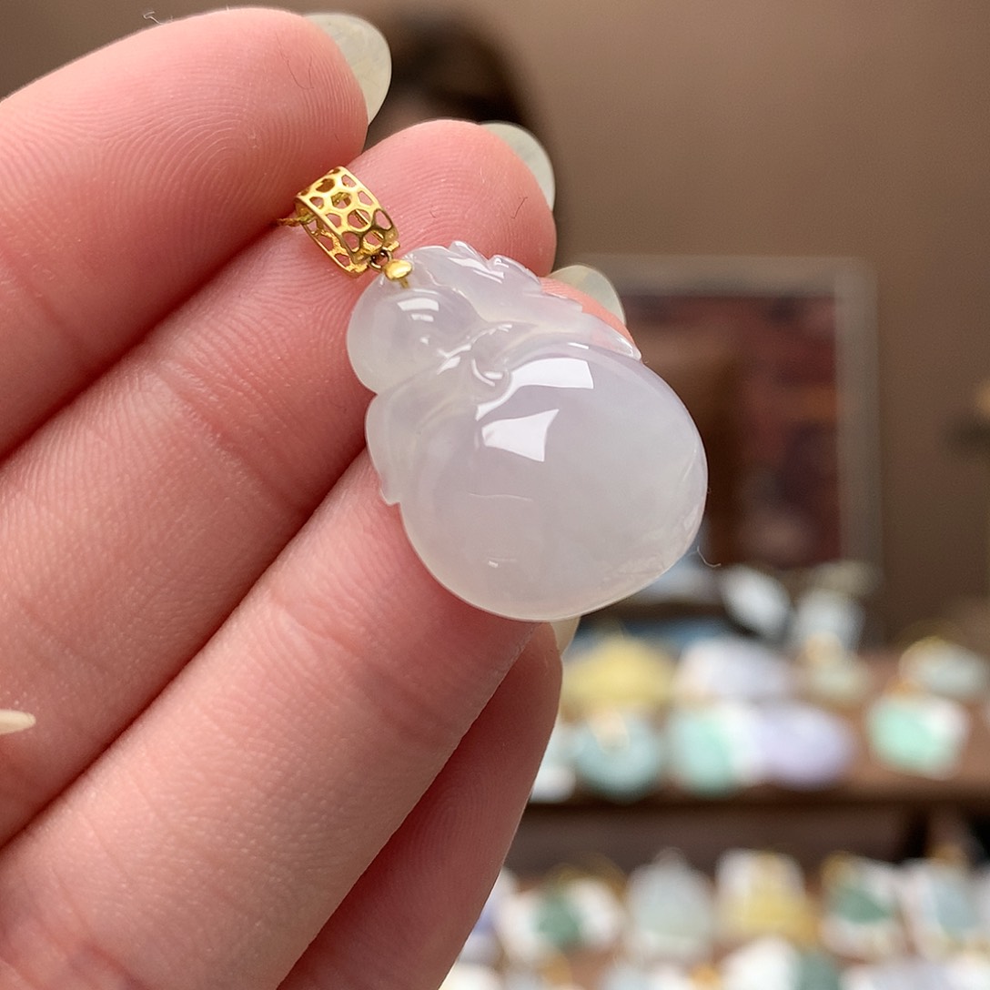 翡翠吊坠(不含链)18K金镶嵌