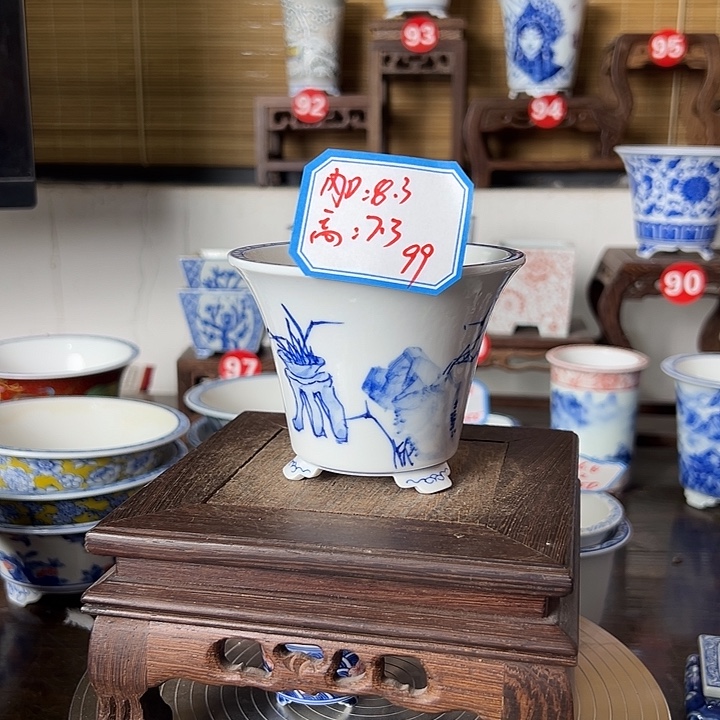 墨奈手绘陶瓷花盆
