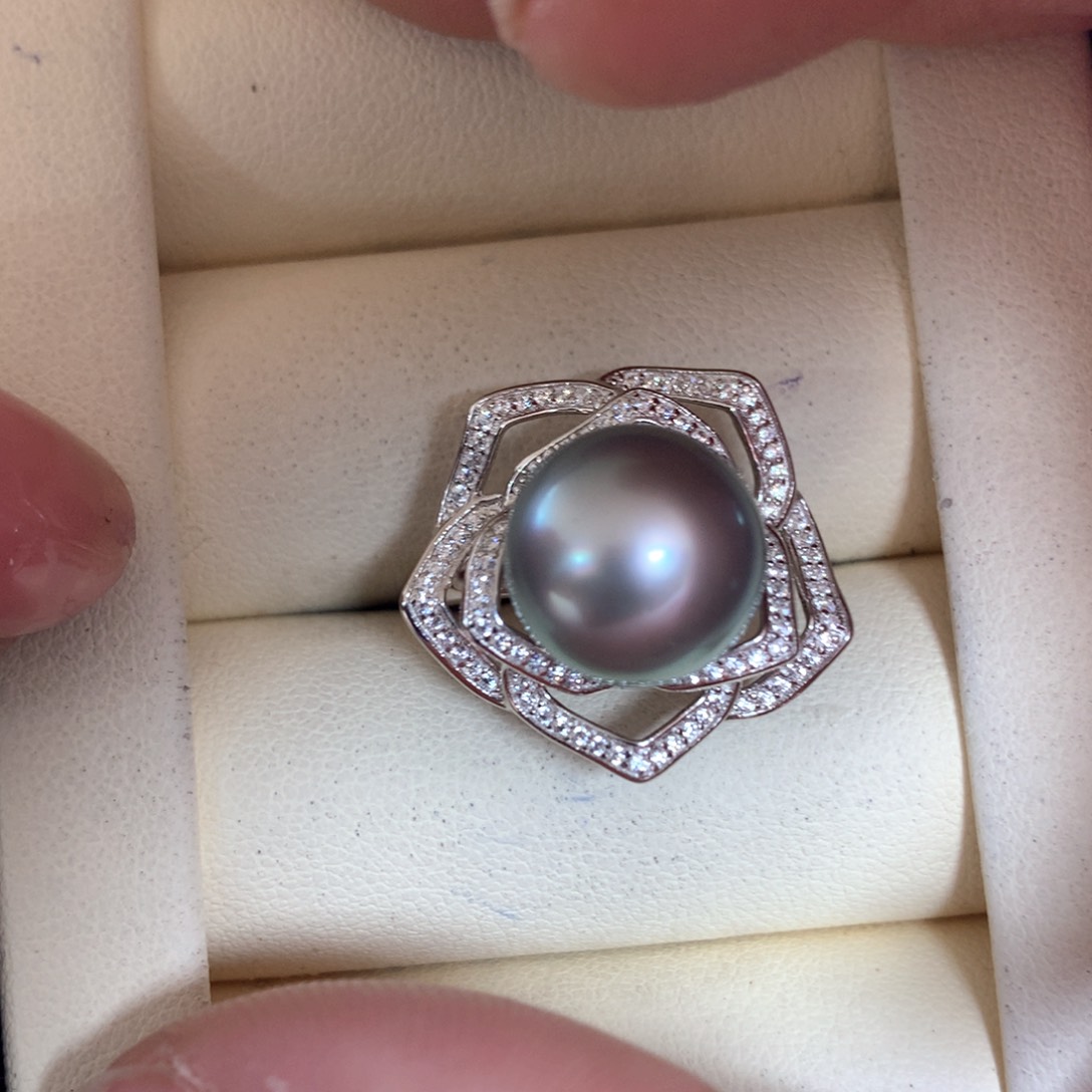 海水珍珠戒指银S925镶嵌