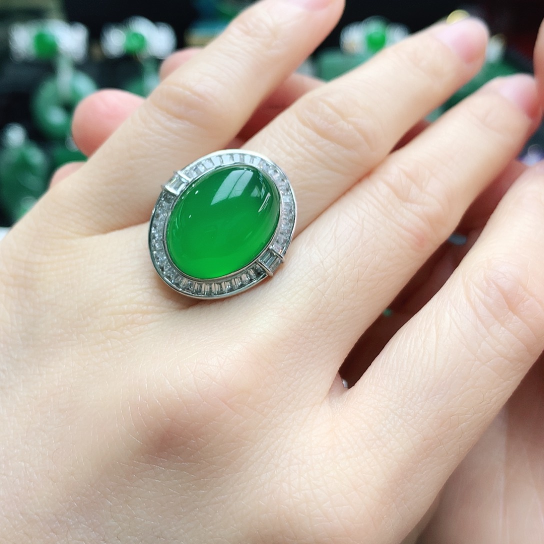 玛瑙/玉髓戒指银S925镶嵌