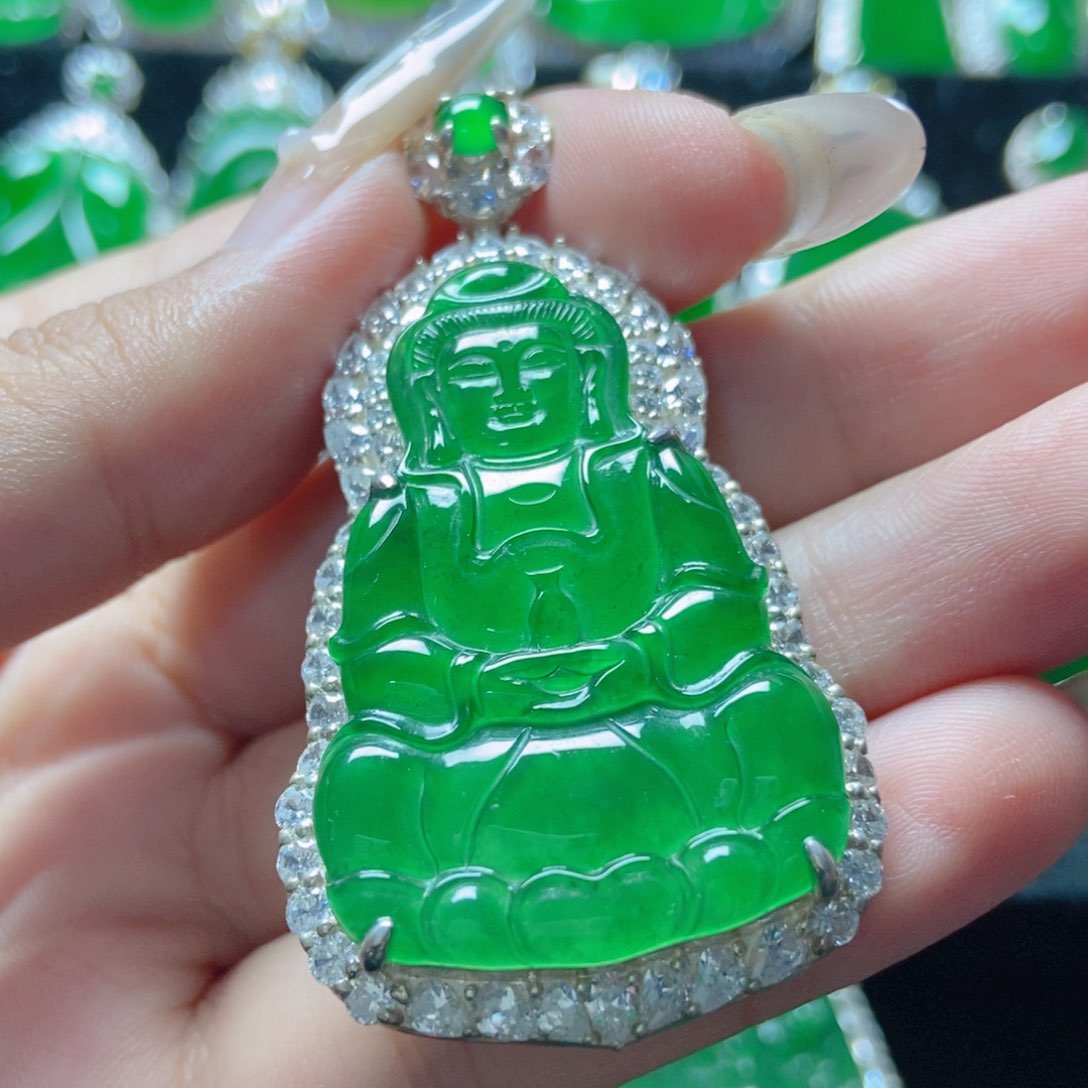 翡翠银S925镶嵌颈饰            