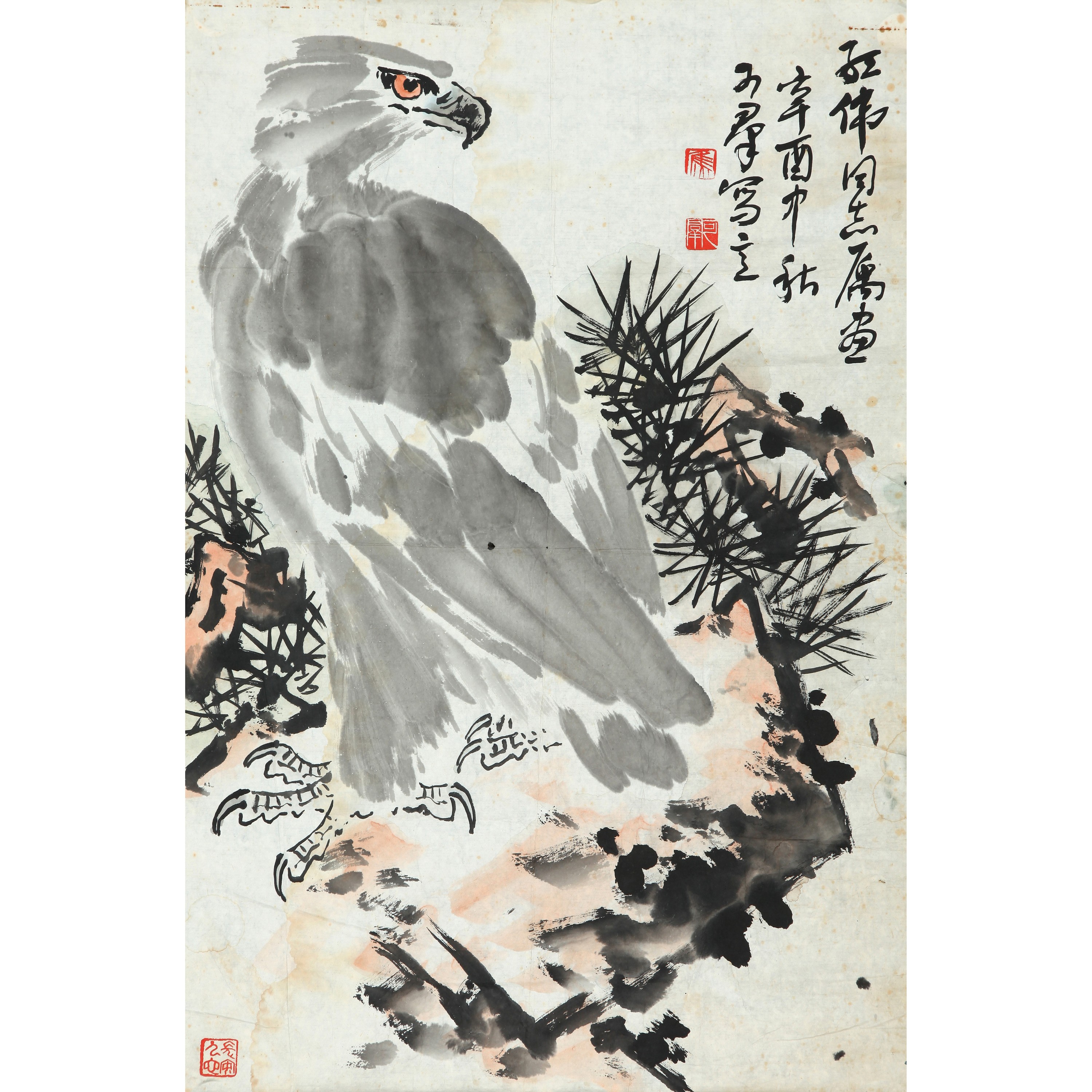 8931、焦可群 松鹰图【89拍卖】