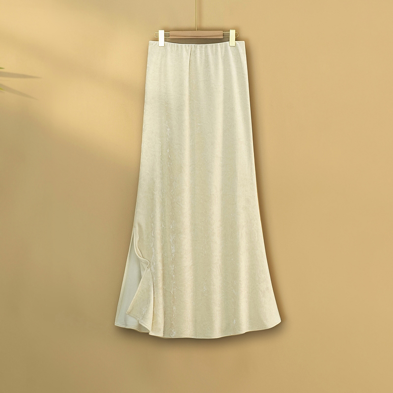 【颜如玉】秋冬松紧腰A字裙宽松加绒加厚国风冬季保暖鱼尾半身裙女