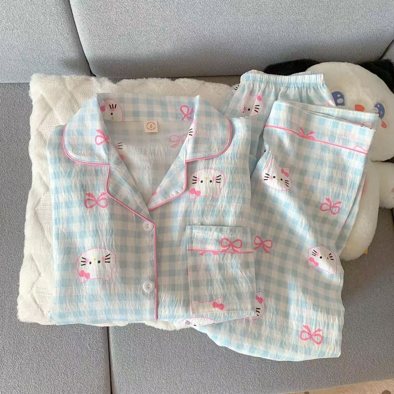 140-155小个子睡衣春秋2025新款云朵棉薄款可爱卡通套装家居服