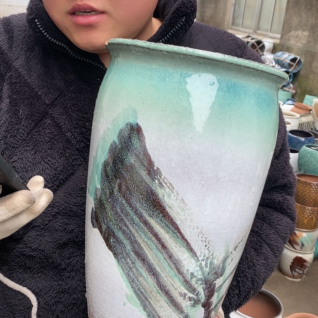 紫砂花盆瑕疵口20高31