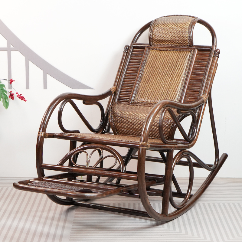 植物藤编藤皮摇摇椅庭院户外休闲靠背椅懒人逍遥椅老年人午睡躺椅