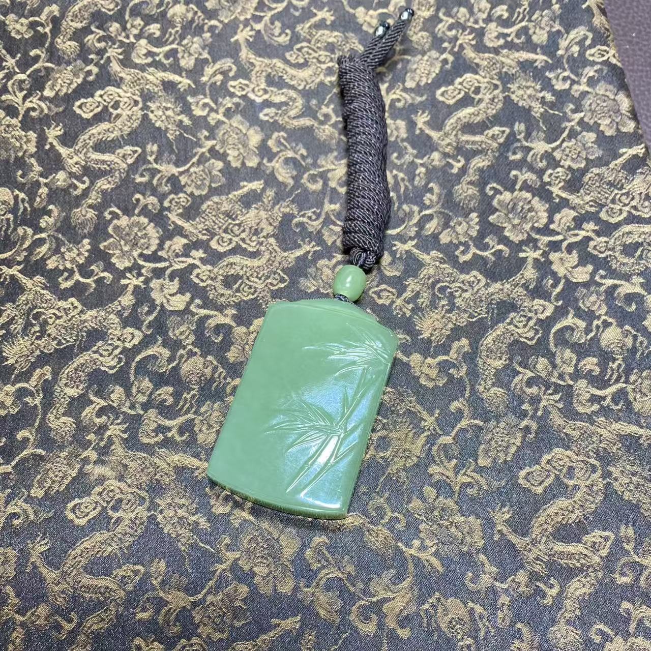 析木河磨玉浮雕工艺竹节平安牌，大气！