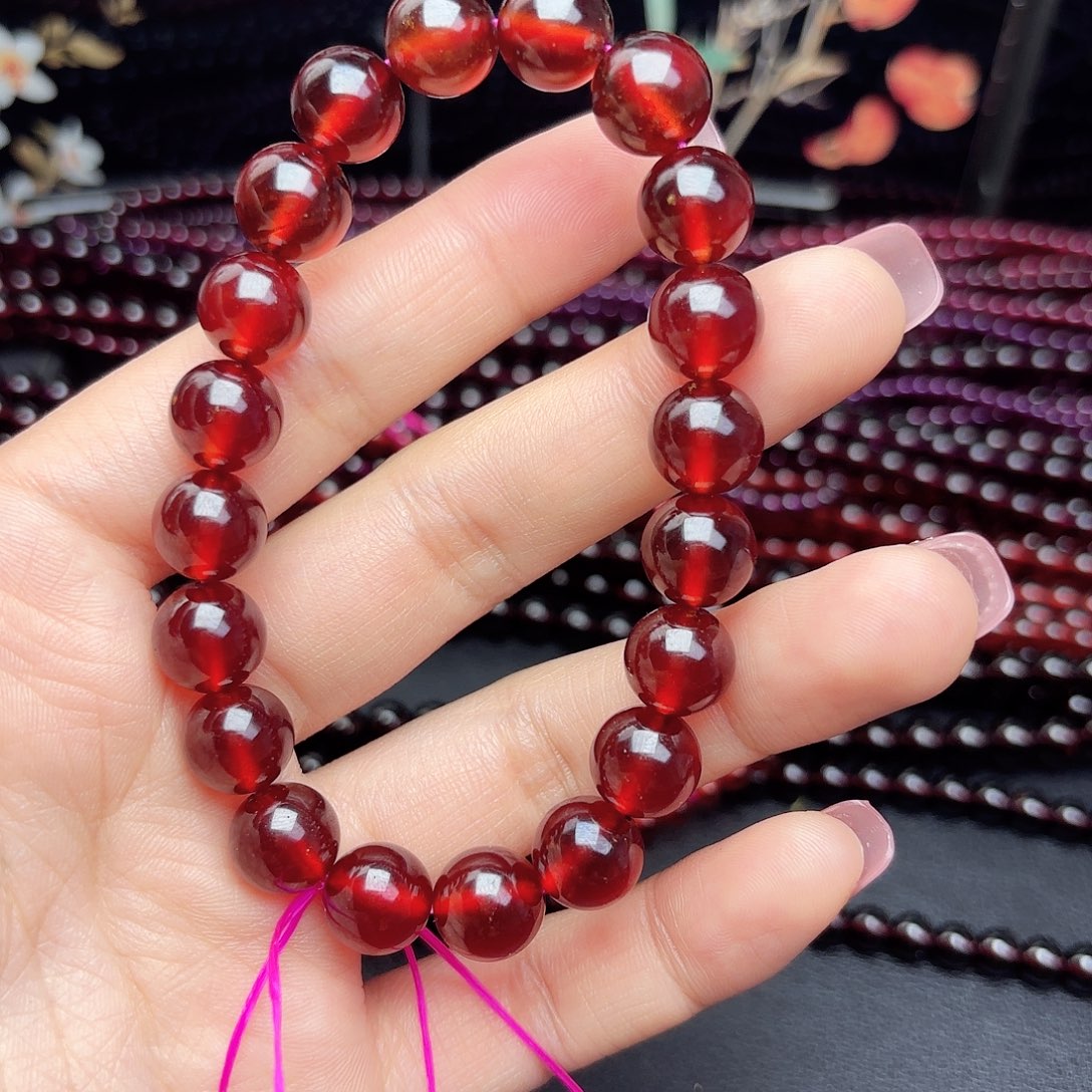 石榴石手链未镶嵌橙红卡9毕业级单圈
