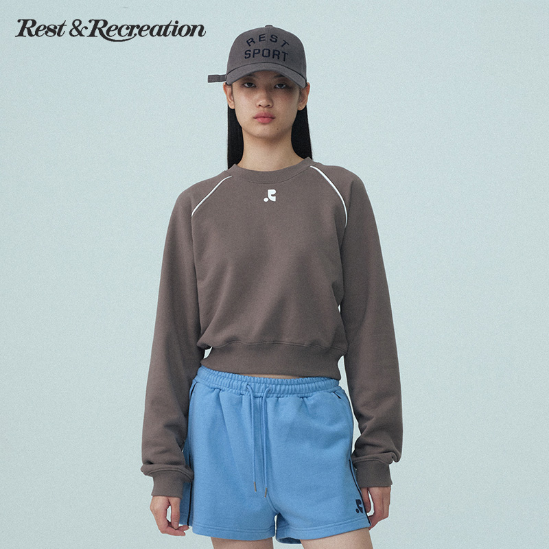 RestandRecreation官方短款套头卫衣新款RR印花插肩休闲琥珀流光