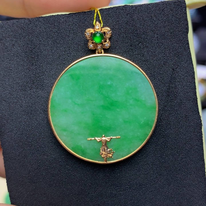 翡翠手链18K金镶嵌翡翠