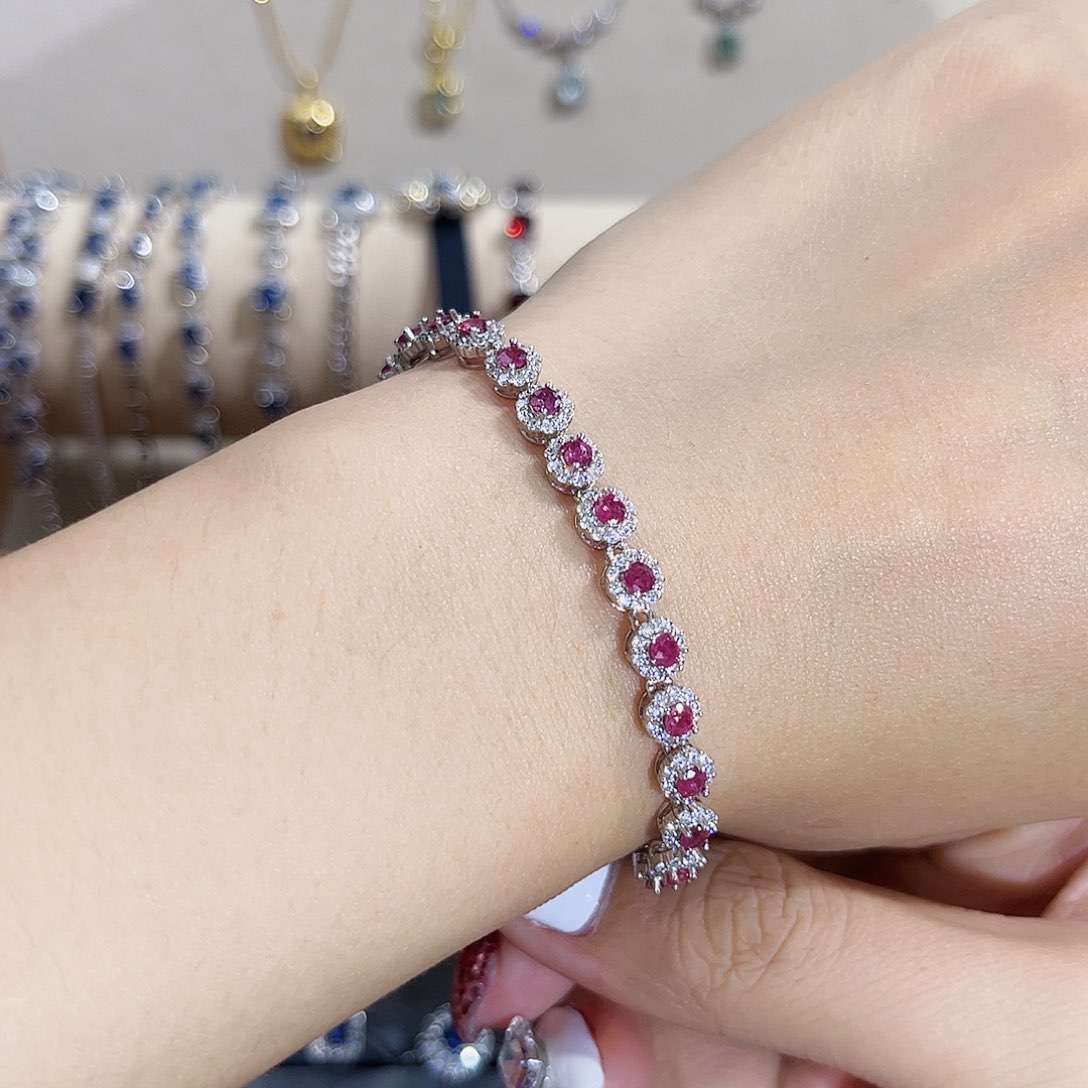 红宝石手链银S925镶嵌