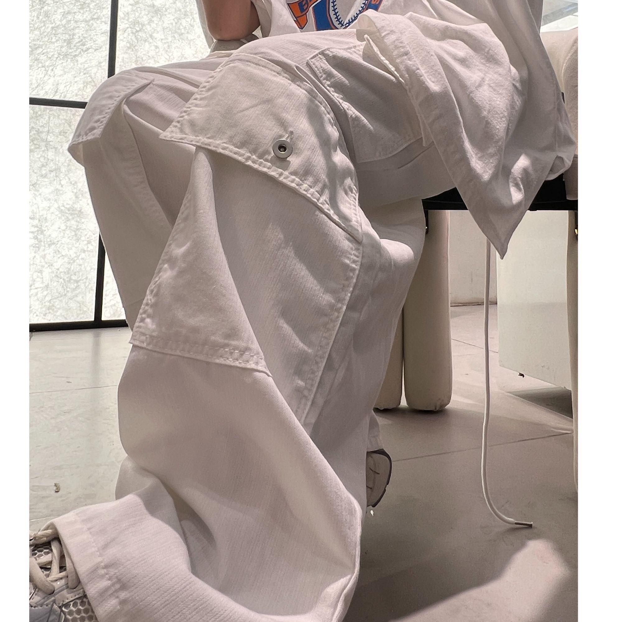 Laurine原创宽松韩版棉麻工装裤