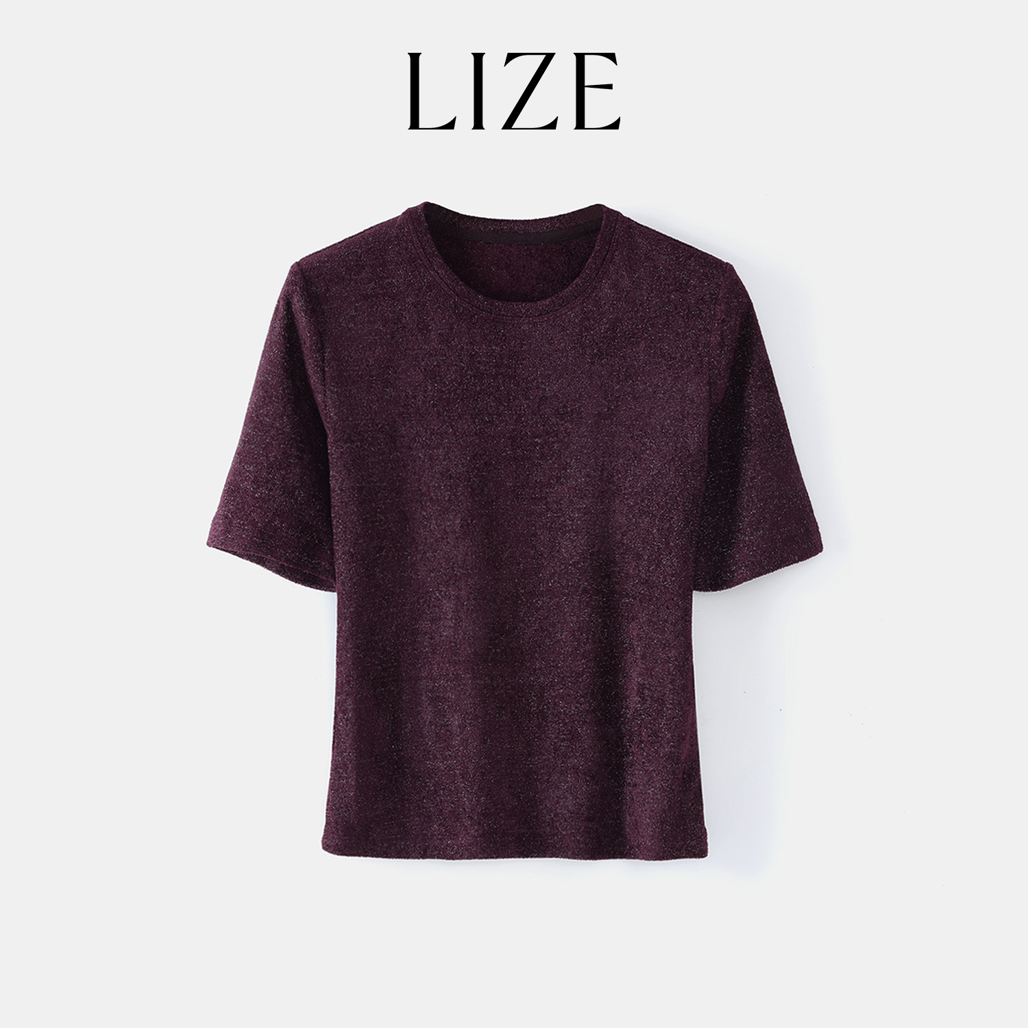 LIZE「银砂星辉」高定细闪银丝混纺.气质显瘦T恤L0130