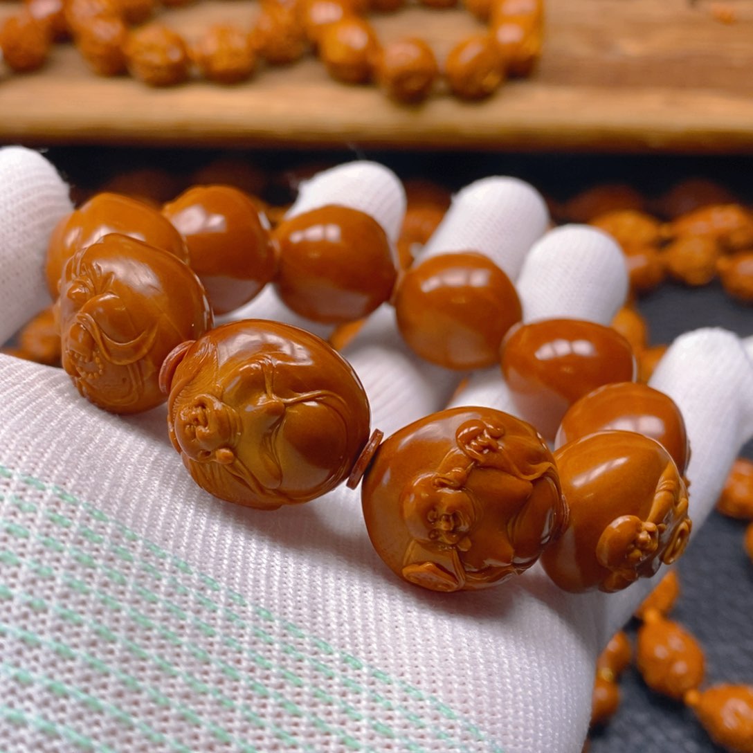 手串/手链橄榄核许忠英2.2铁核，浮雕欢喜弥勒