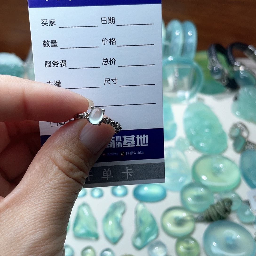 蛇纹石玉戒指银S925镶嵌