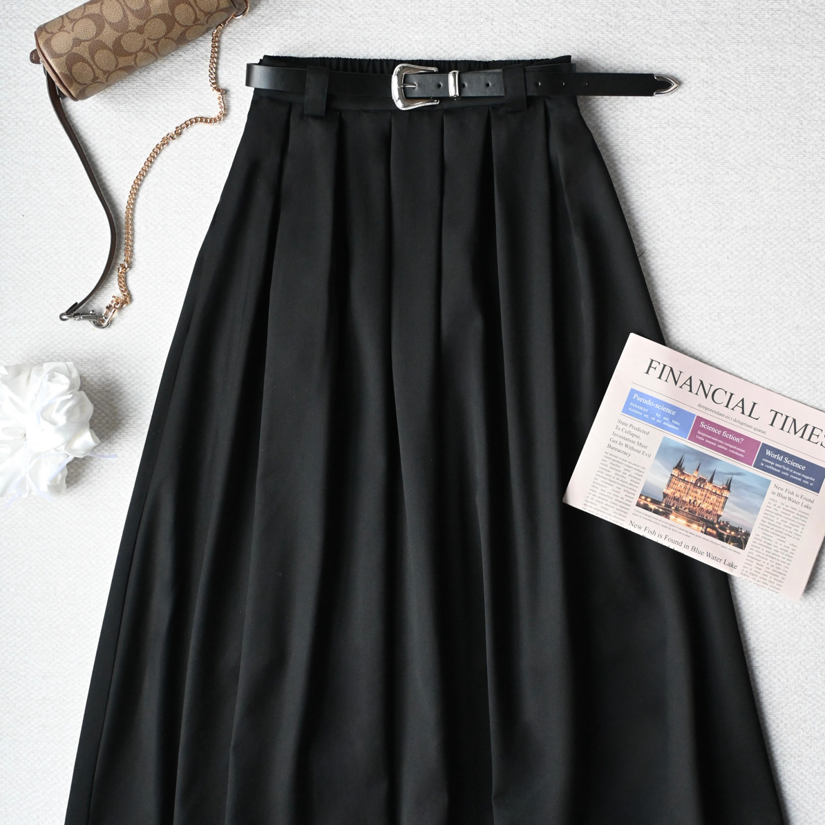 秋冬新款厚高腰显瘦百搭A字半身裙女中长款伞裙高级欧货正品2599