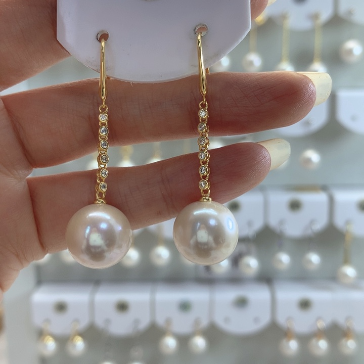 淡水珍珠耳饰银S925镶嵌