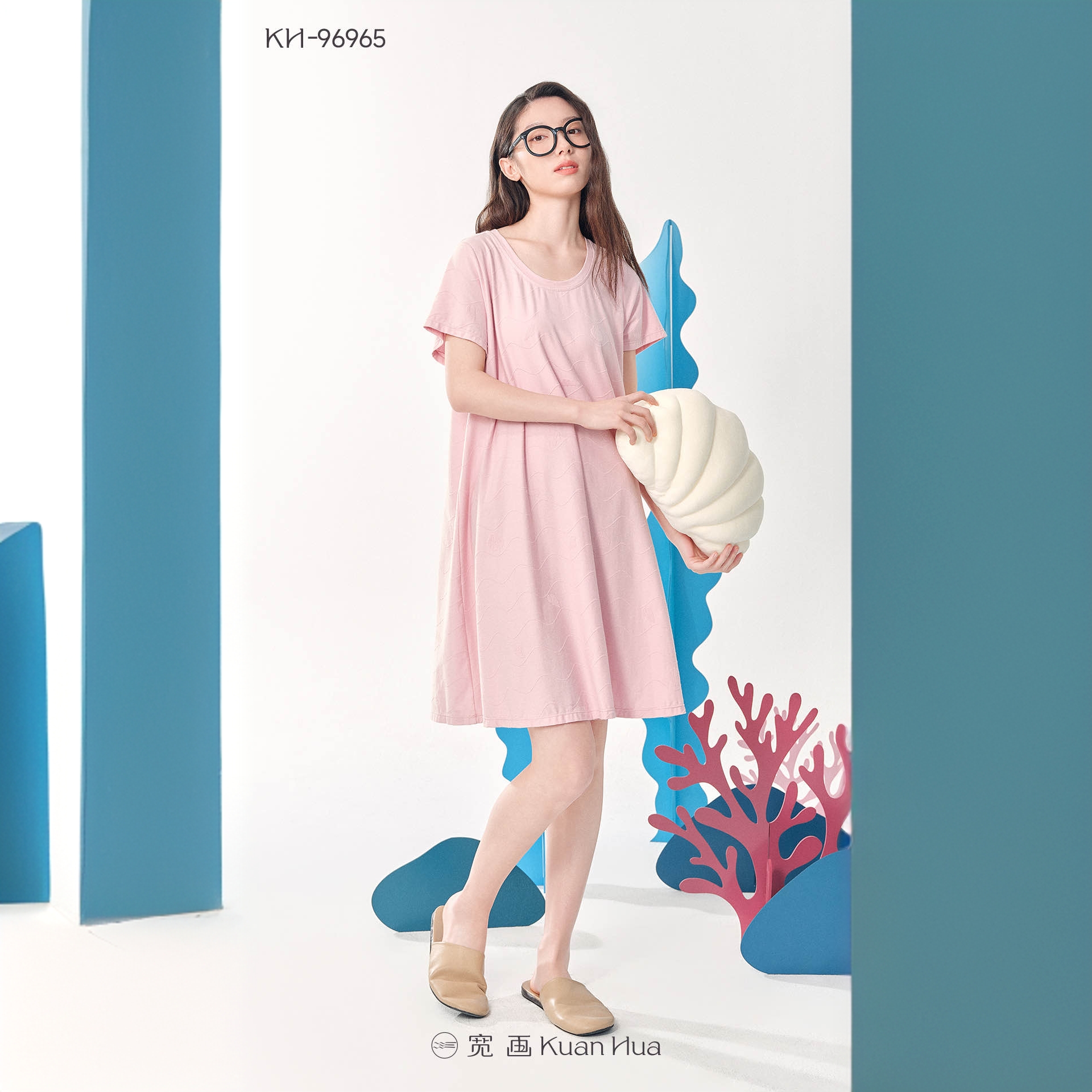 宽画裸睡-海洋系列家居裙家居服裙子大码纯棉96965睡裙连衣裙