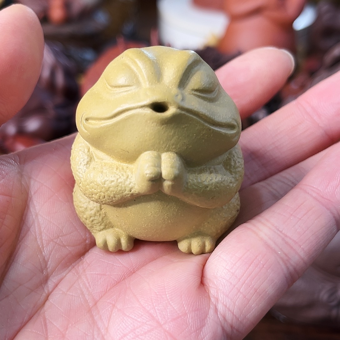 紫砂茶宠小蟾仙香插茶黄段