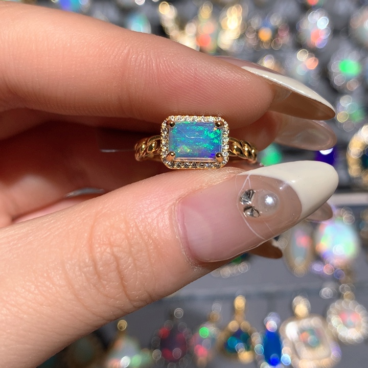 欧泊福利戒指w银S925镶嵌