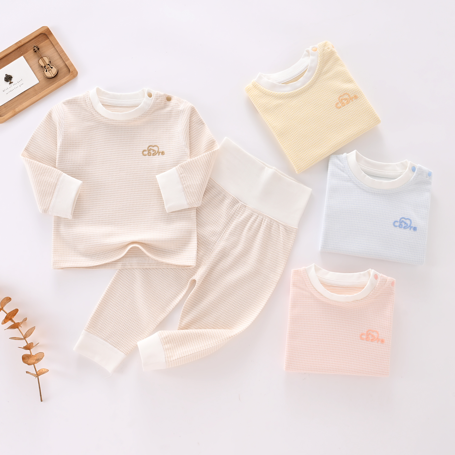 【格伦贝拉专享】纯棉高腰套装格格风吸汗女宝家居服套装女童秋冬