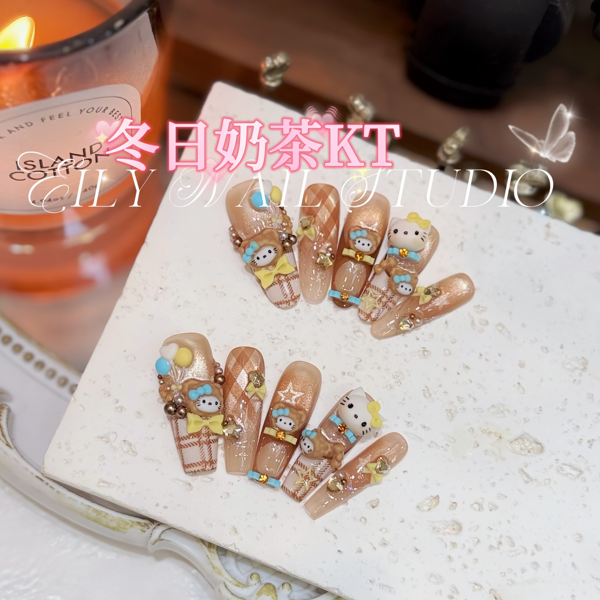 EilyNail 一梨【冬日奶茶KT猫-模具】轻奢高定转印猫眼手工穿戴甲