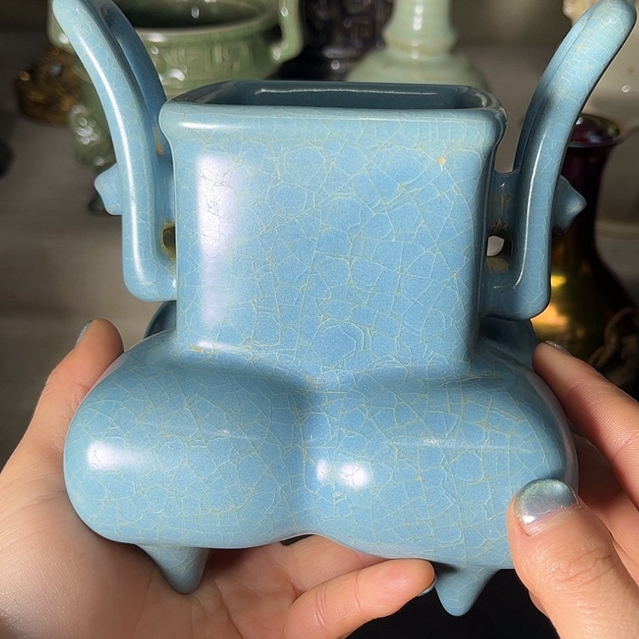 用***8瓷摆件汝窑汝窑汝窑夹板炉