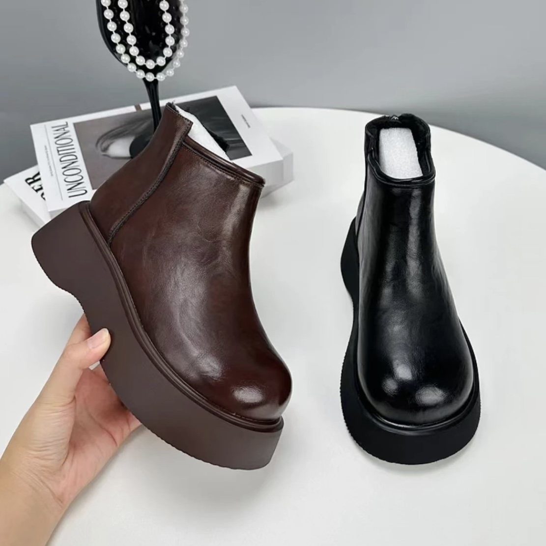 【品牌力荐】2025新款秋冬瘦瘦靴厚底加绒爆款百搭舒适短靴防水2761