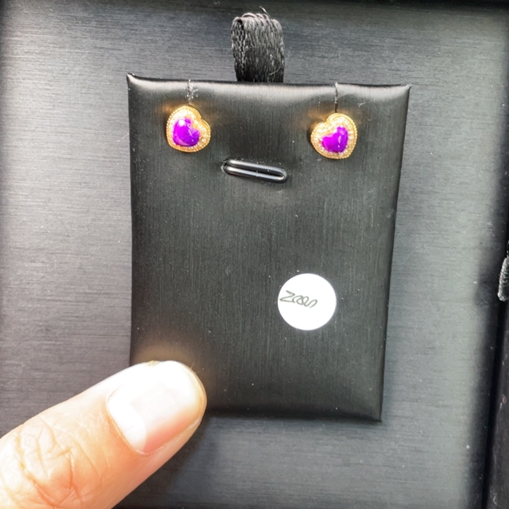 苏纪石（舒俱来）耳钉18K金镶嵌