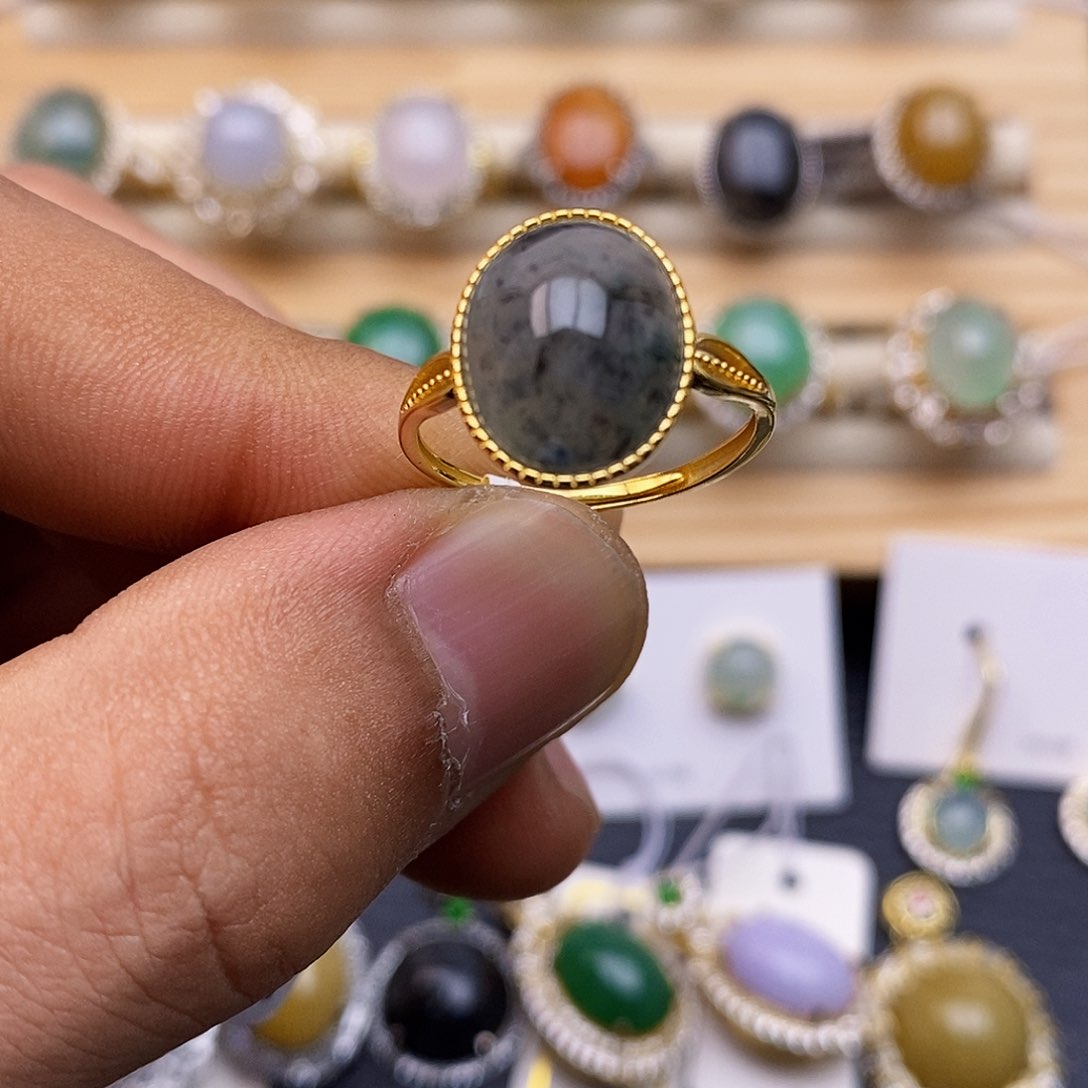 翡翠戒指银S925镶嵌/5703