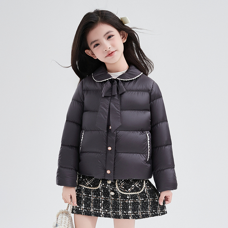 DEESHA/笛莎儿童款羽绒校服神器25秋冬上新优雅翻领立体蝴蝶结