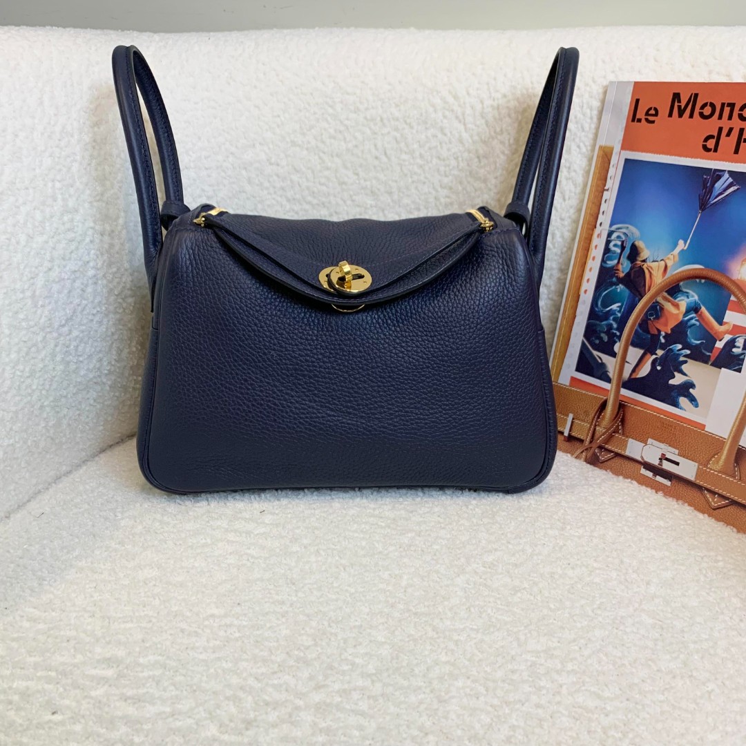 99新 Hermes/爱马仕  壹臻/午夜蓝金扣lindy26包 B刻/ 41247551