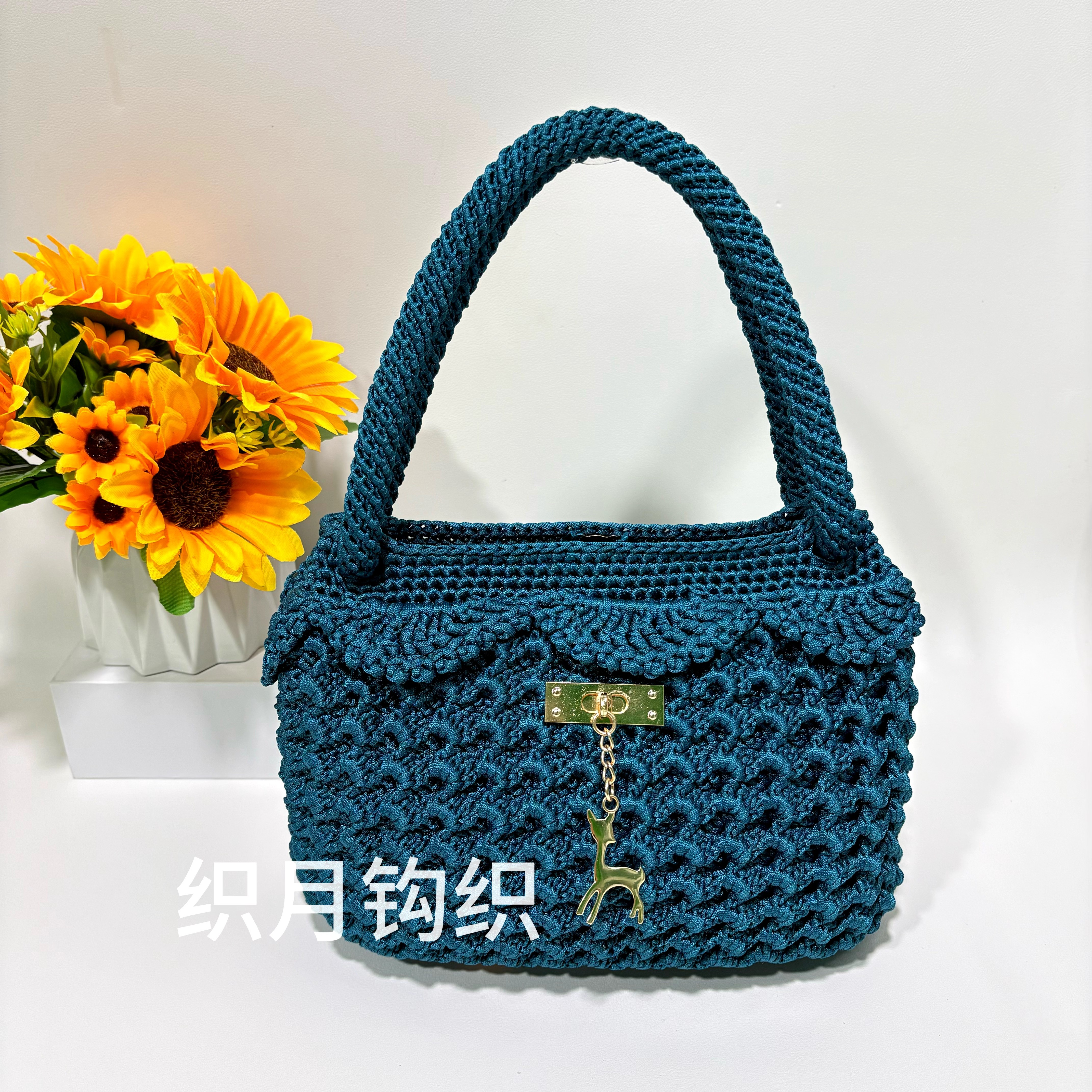 超美新款凤尾花大款钩织材料包diy手工编织凤尾包丝光棉麻便带线