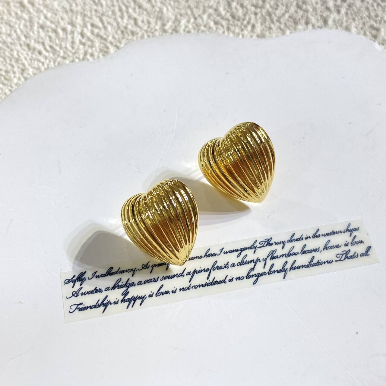 铜合金耳饰 金属感爱心耳饰 A74