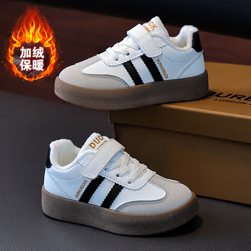 小黄鸭加绒儿童小白鞋2025秋冬女童鞋子男童德训鞋宝宝童鞋中大童