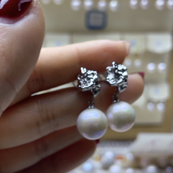 淡水珍珠耳饰银S925镶嵌