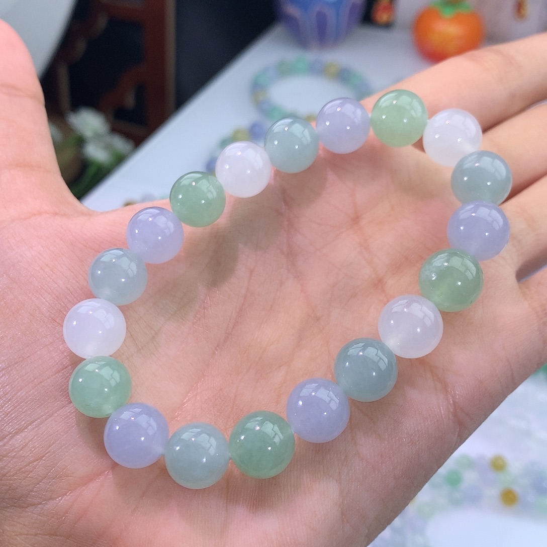 翡翠未镶嵌手链16号 清新马卡龙手串