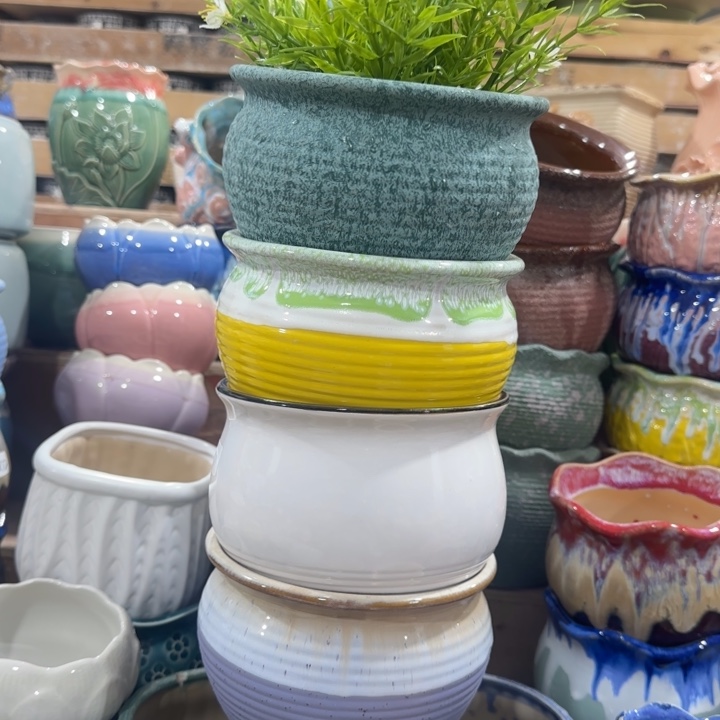 凑9块包邮，有孔，陶瓷花盆