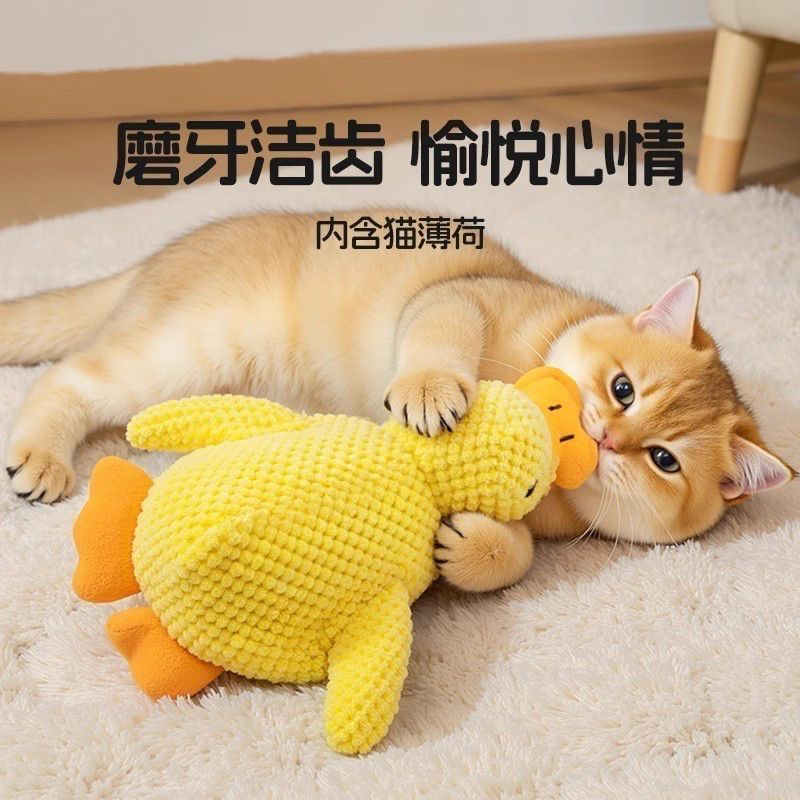 猫咪玩具毛绒发声磨牙宠物小猫神器自嗨解闷玩偶鸭子小猫咪用品