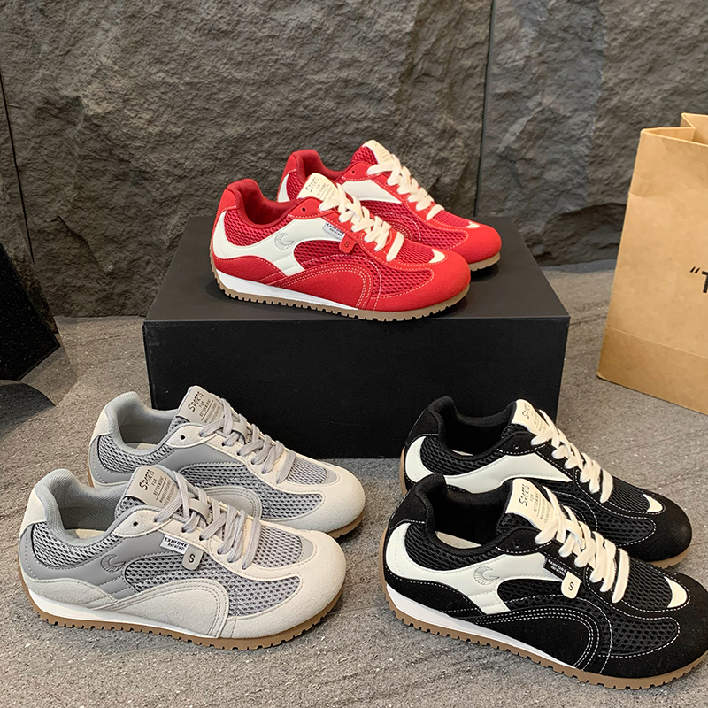 秋季复古百搭慢跑鞋女韩版阿甘鞋网面透气德训鞋ins休闲女鞋