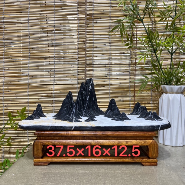 灵璧石雪山山峰摆件鱼缸造景靠山石办公室茶桌装饰
