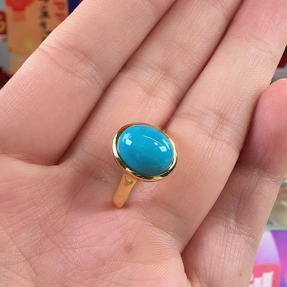 绿松石银S925镀金镶嵌珠宝奇石