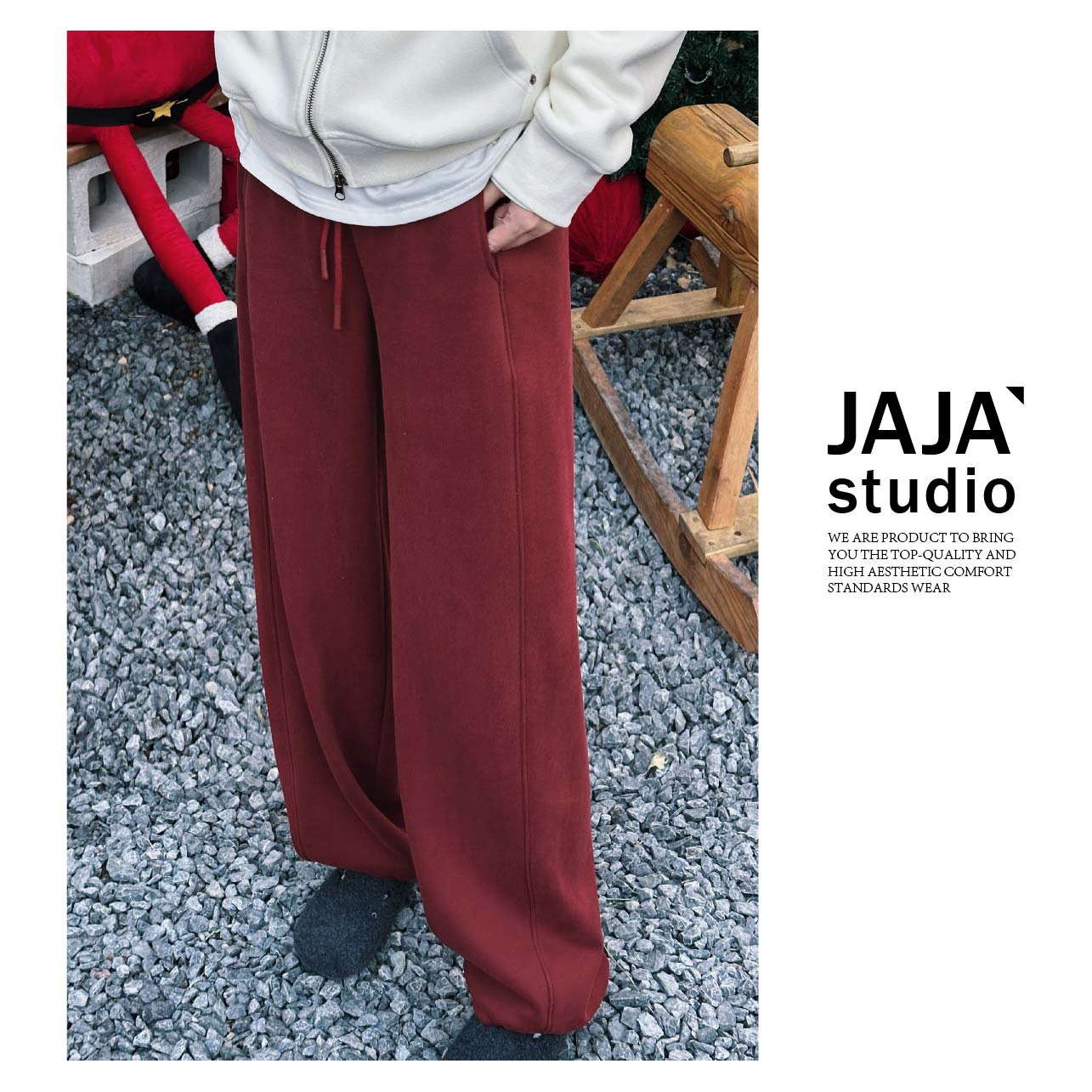 『佳一』‘通勤神裤’~韩系加绒软糯抽绳松紧腰休闲裤