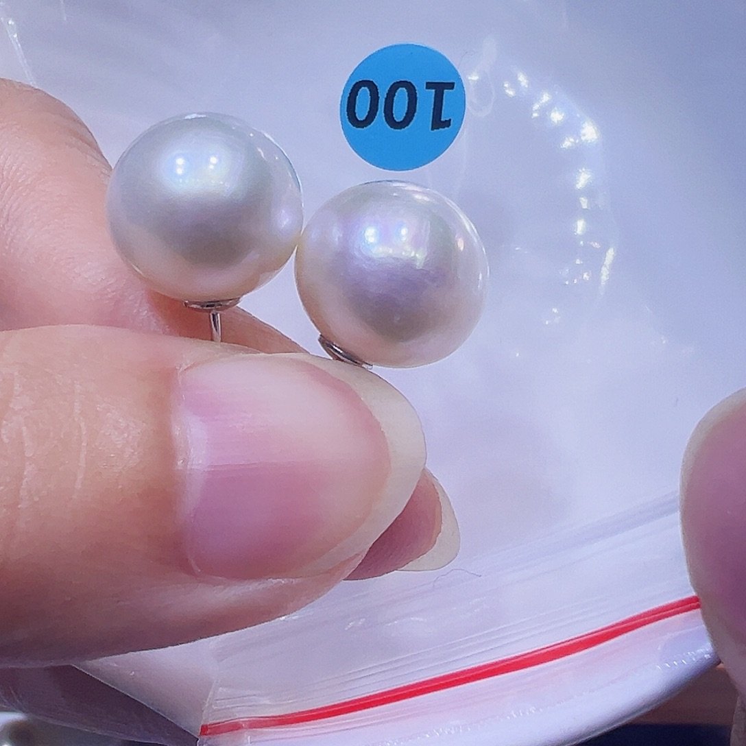 银S925镶嵌耳饰淡水珍珠