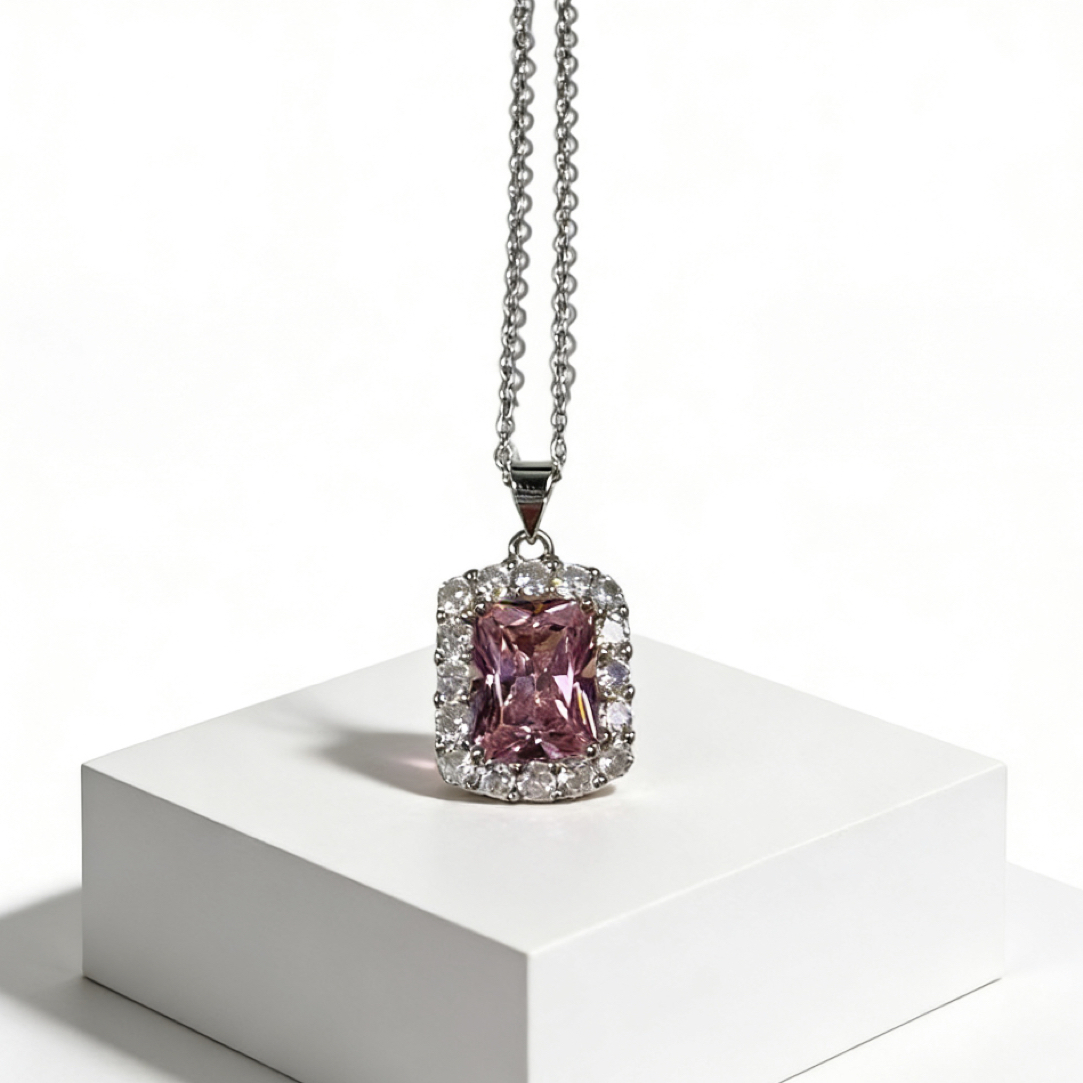 【姚琛精选】 灵动粉色方糖吊坠-JC-1B