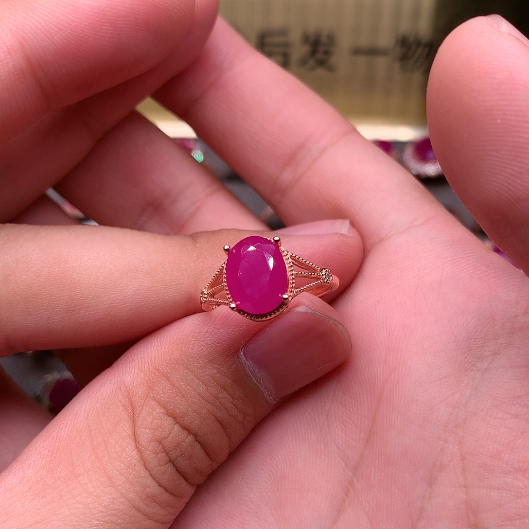 红宝石戒指银S925镶嵌