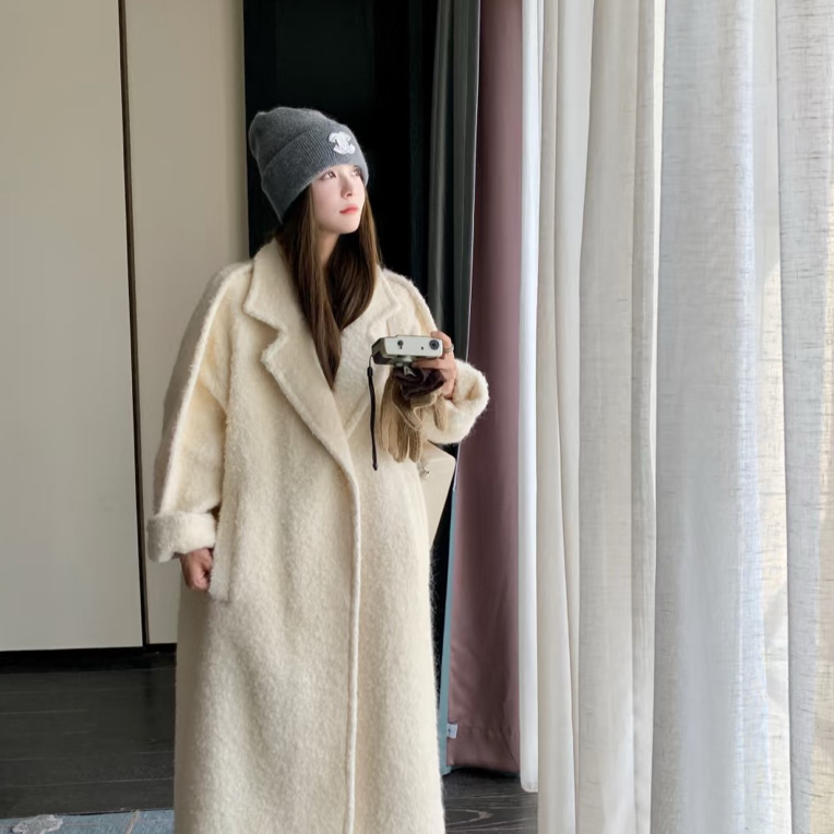 99新 MaxMara 6933/MaxMara 米白色大衣长款外套/38码/98新