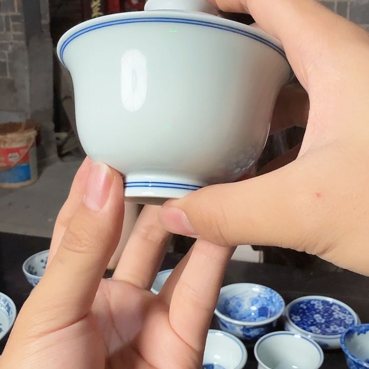 杯子柴窑白胎盖碗120cc