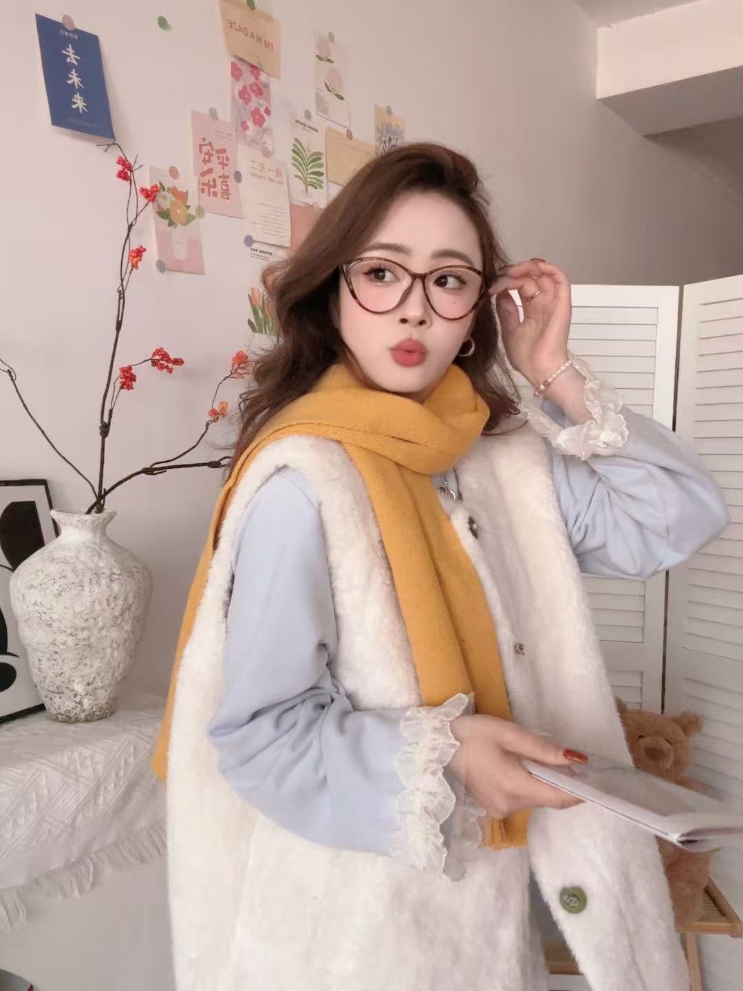 毛毛马甲女宽松秋季马夹冬季2025加厚保暖大码外套D0110