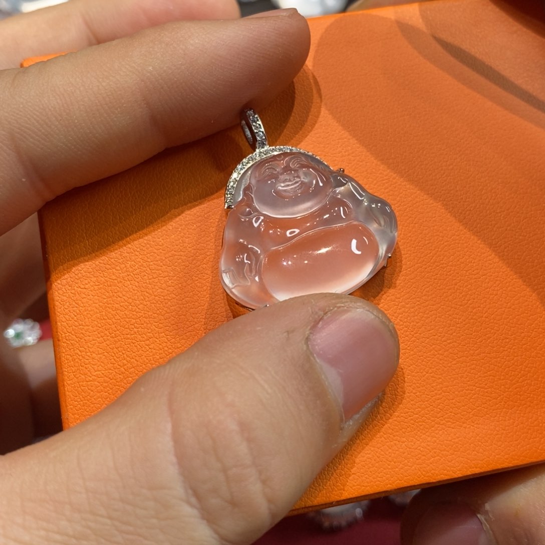 石英质玉颈饰银S925镶嵌菠*